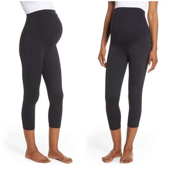 💕ZELLA💕 Live In Maternity Crop Leggings ~ Black Large L NWT - Picture 1 of 15